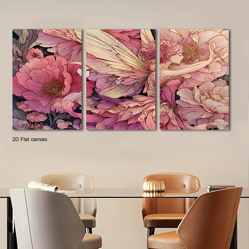 Canvas Wrap Ready - Çerçevesiz Kanvas 3 Parçalı Çerçeveli Şakayık