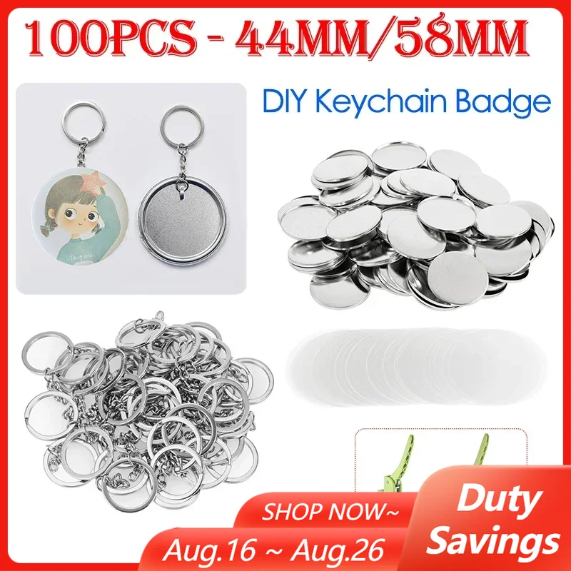 100 adet 44mm 58mm anahtarlıkl - Button Badge Blank incelemesi ve fiyatı